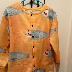 Fish Patterned Orange Cardigan